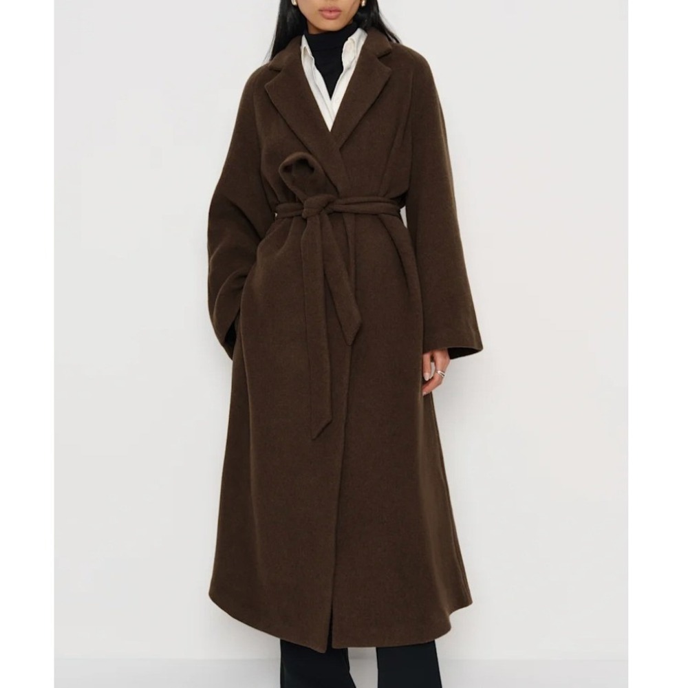 Reformation Tula Oversized Coat XL Brown Manteco Wool Wrap Longline NWT